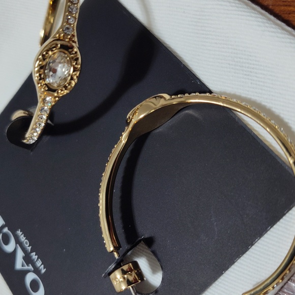 Coach Hoop Earrings with Rhinestones. - Picture 5 of 5